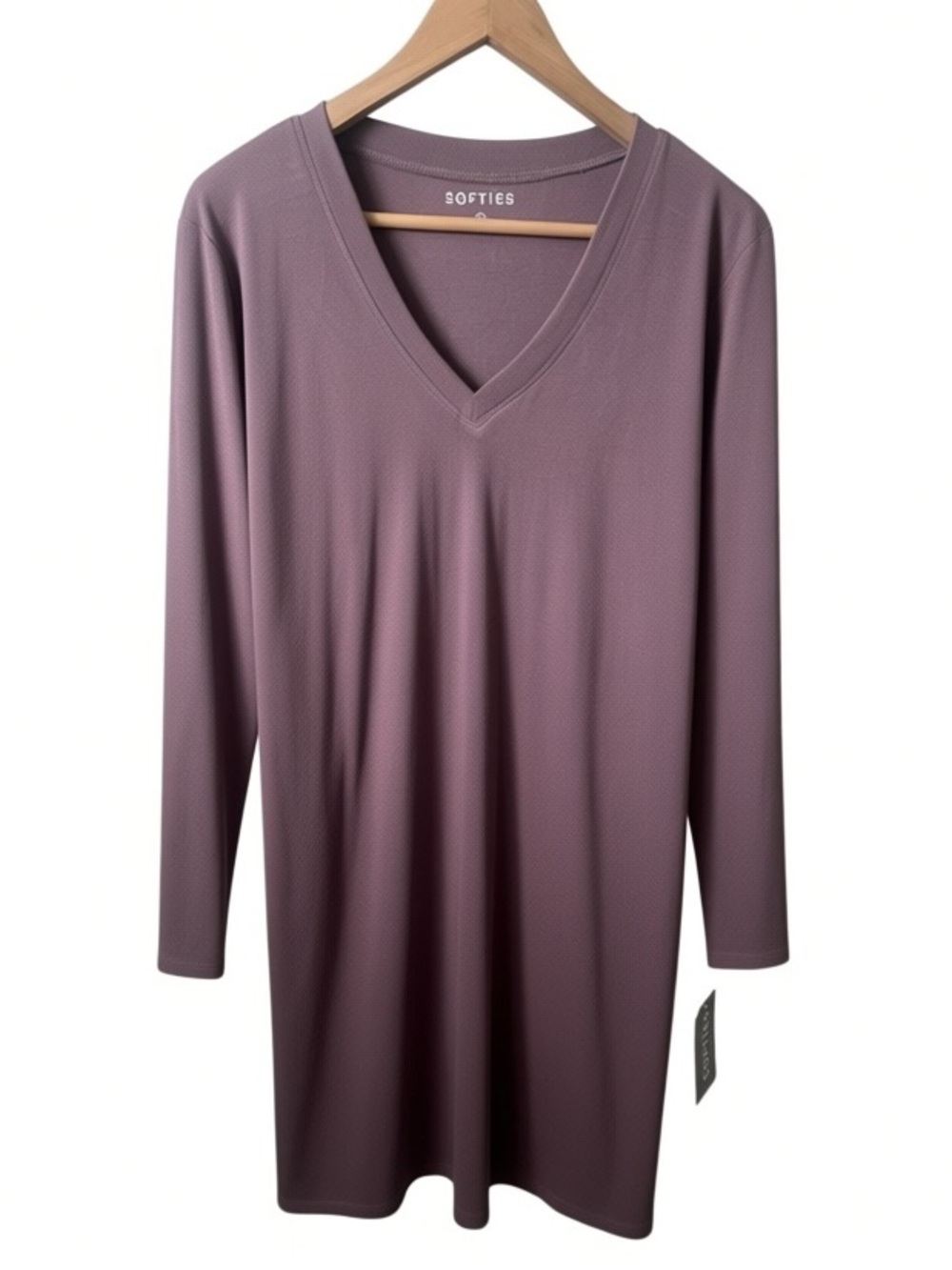 Softies Natalie Classic V-Neck Nightgown Driftwood Modal Long Sleeve Small NWT - Picture 2 of 10